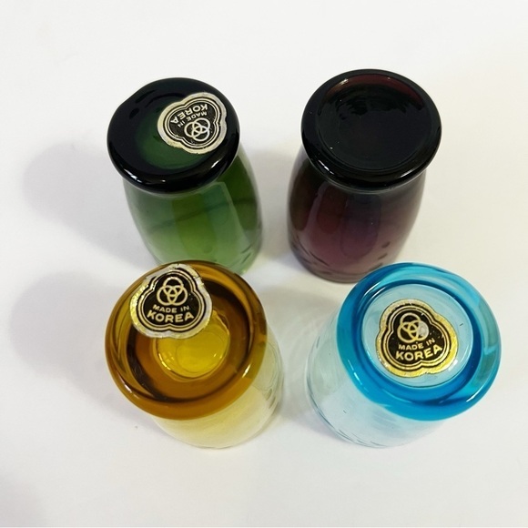 Depression Glass Wheat Pattern Cordial Shot Glass Multicolor Hand Cut Liqueur 4x - Picture 6 of 7